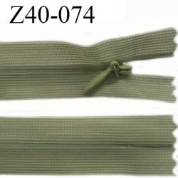 Fermeture zip YKK 40 cm non séparable couleur vert kaki zip glissière nylon invisible longueur 40 cm prix à l'unité