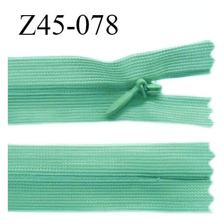 Fermeture zip YKK 45 cm non séparable couleur vert zip glissière nylon invisible largeur 5 mm longueur 45 cm prix à l'unité