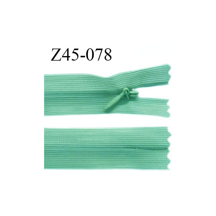 Fermeture zip YKK 45 cm non séparable couleur vert zip glissière nylon invisible largeur 5 mm longueur 45 cm prix à l'unité