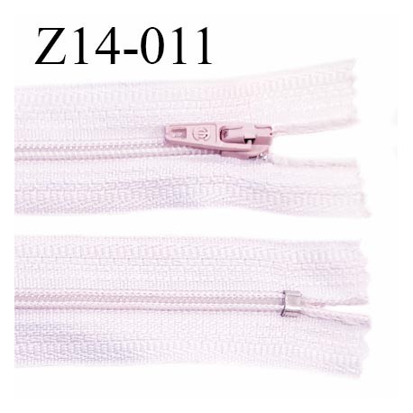 Fermeture zip 14 cm non séparable couleur rose très pâle zip glissière nylon invisible longueur 14 cm prix à l'unité