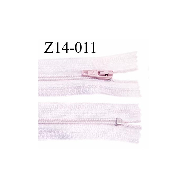 Fermeture zip 14 cm non séparable couleur rose très pâle zip glissière nylon invisible longueur 14 cm prix à l'unité