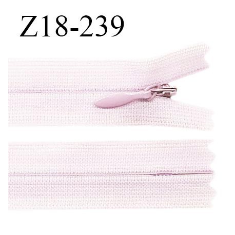 Fermeture zip 18 cm non séparable couleur rose très pâle zip nylon invisible longueur 18 cm prix à l'unité