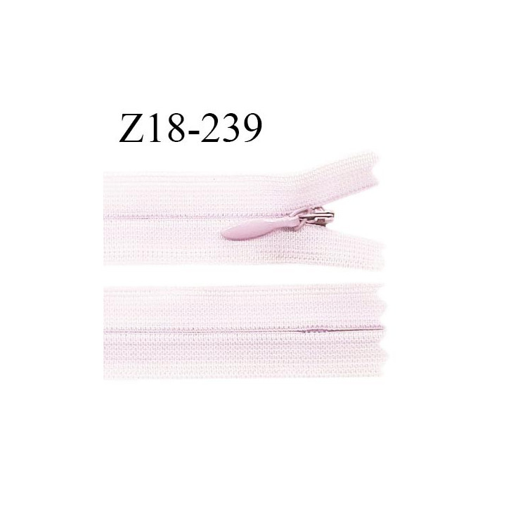 Fermeture zip 18 cm non séparable couleur rose très pâle zip nylon invisible longueur 18 cm prix à l'unité