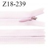 Fermeture zip 18 cm non séparable couleur rose très pâle zip nylon invisible longueur 18 cm prix à l'unité