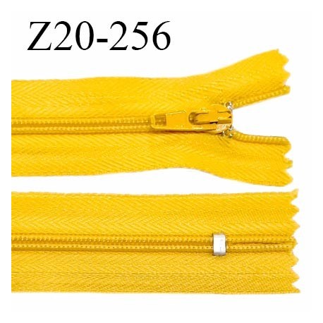 Fermeture zip 20 cm non séparable couleur jaune glissière nylon largeur 5 mm longueur 20 cm largeur 27 mm prix à l'unité