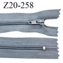 Fermeture zip 20 cm non séparable couleur gris bleu glissière nylon largeur 5 mm longueur 20 cm largeur 27 mm prix à l'unité