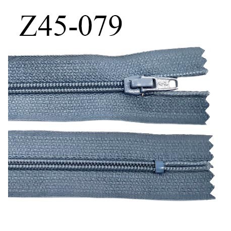 Fermeture 45 cm zip à glissière longueur 45 cm couleur bleu gris non séparable zip nylon largeur du zip prix à l'unité