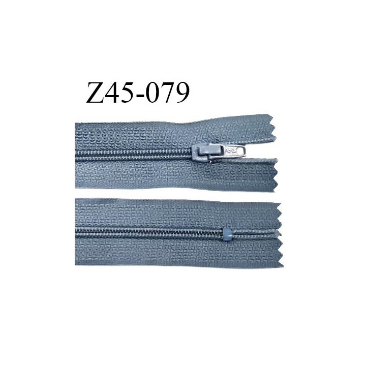 Fermeture 45 cm zip à glissière longueur 45 cm couleur bleu gris non séparable zip nylon largeur du zip prix à l'unité
