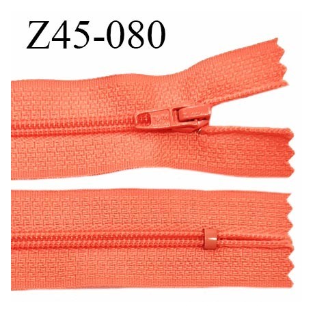 Fermeture 45 cm zip à glissière longueur 45 cm couleur orange corail non séparable zip nylon largeur du zip prix à l'unité