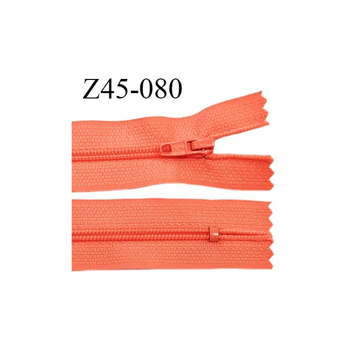 Fermeture 45 cm zip à glissière longueur 45 cm couleur orange corail non séparable zip nylon largeur du zip prix à l'unité