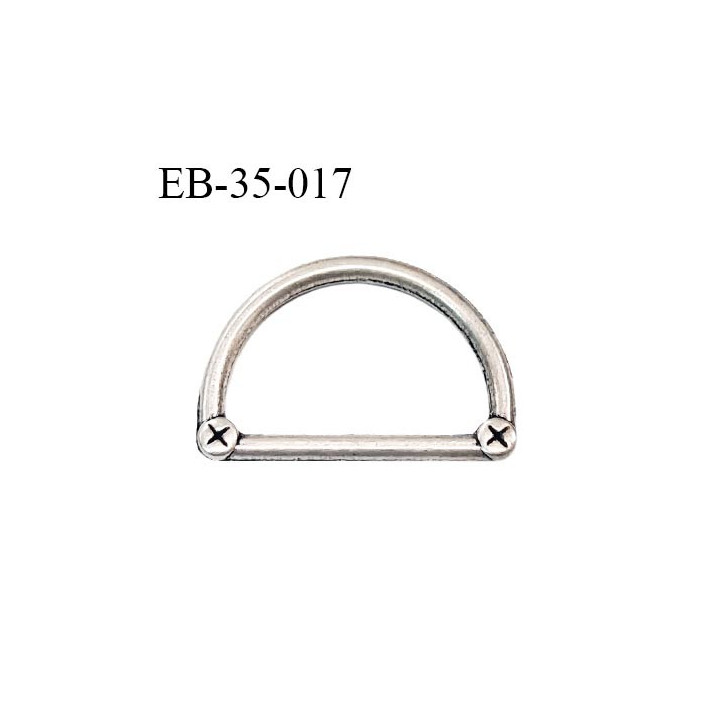 Boucle étrier demi rond en métal couleur chrome mat largeur extérieur 35 mm intérieur 27 mm hauteur 23 mm prix à l'unité