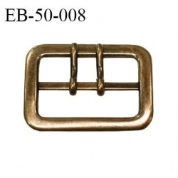 Boucle ceinture 52 mm avec double ardillon métal style laiton ancien largeur extérieur 52 mm intérieur 39 mm prix à la pièce