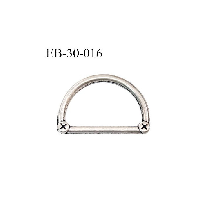Boucle étrier demi rond en métal couleur chrome mat largeur extérieur 30 mm intérieur 22 mm hauteur 20 mm prix à l'unité