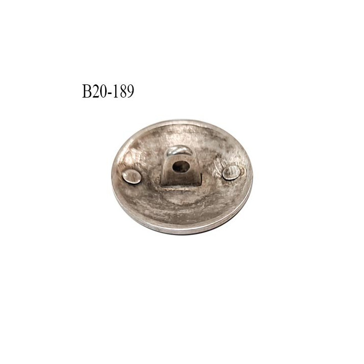 Bouton 20 mm métal couleur chrome vieilli avec motif blason accroche avec un anneau diamètre 20 mm épaisseur 2 mm prix à l'unité