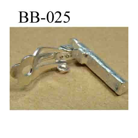 accessoire biche de bere pour boucle d'oreille en métal couleur argent avec un anneau hauteur 25 mm épaisseur 4,5 mm
