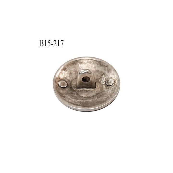 Bouton 15 mm métal couleur chrome vieilli avec motif blason accroche avec un anneau diamètre 15 mm épaisseur 2 mm prix à l'unité