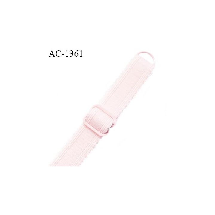 Bretelle lingerie SG 16 mm très haut de gamme couleur rose pâle candy avec 1 barrette 1 anneau longueur 30 cm prix à l'unité