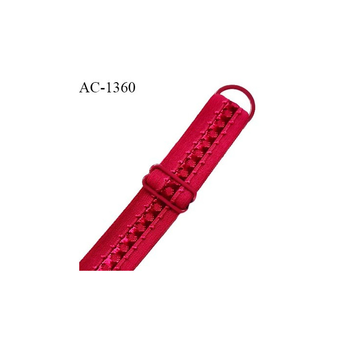 Bretelle lingerie SG 19 mm très haut de gamme couleur rouge fusion avec 1 barrette et 1 anneau longueur 30 cm prix à l'unité