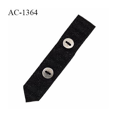 Décor lingerie cravate ruban damier 10 mm couleur noir avec boutons métal largeur 10 mm longueur 55 mm prix à l'unité