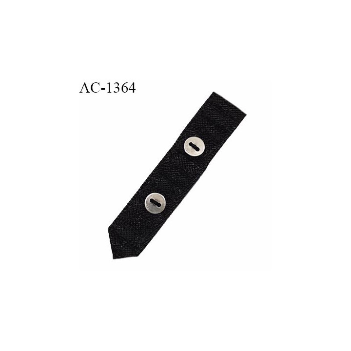 Décor lingerie cravate ruban damier 10 mm couleur noir avec boutons métal largeur 10 mm longueur 55 mm prix à l'unité