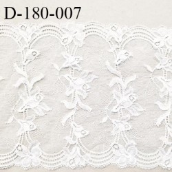Dentelle broderie très haut de gamme extensible dans la longueur fabriqué en France couleur blanc largeur 18 cm prix au mètre