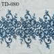 Dentelle brodée sur tulle extensible couleur bleu cyprès haut de gamme agréable au toucher largeur 35 cm prix pour 10 cm