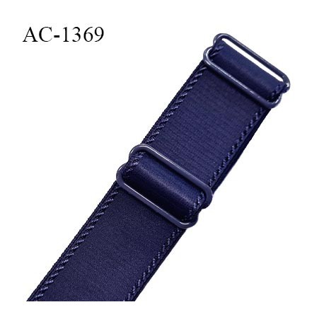 Bretelle lingerie SG 24 mm très haut de gamme couleur bleu nuit avec 2 barrettes largeur 24 mm longueur 16 cm prix à l'unité