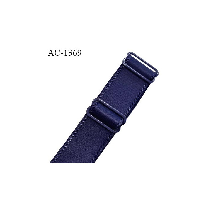 Bretelle lingerie SG 24 mm très haut de gamme couleur bleu nuit avec 2 barrettes largeur 24 mm longueur 16 cm prix à l'unité