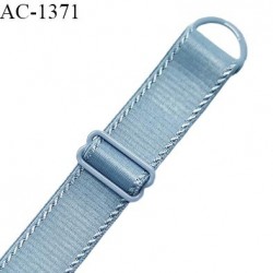 Bretelle lingerie SG 19 mm très haut de gamme couleur bleu glacier avec 1 barrette 1 anneau longueur 16 cm prix à l'unité