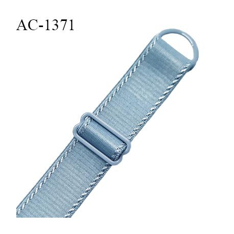 Bretelle lingerie SG 19 mm très haut de gamme couleur bleu glacier avec 1 barrette 1 anneau longueur 16 cm prix à l'unité
