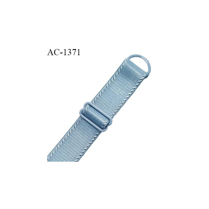 Bretelle lingerie SG 19 mm très haut de gamme couleur bleu glacier avec 1 barrette 1 anneau longueur 16 cm prix à l'unité