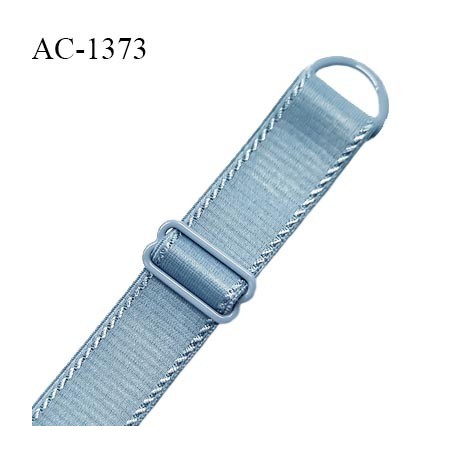 Bretelle lingerie SG 16 mm très haut de gamme couleur bleu glacier avec 1 barrette 1 anneau longueur 16 cm prix à l'unité