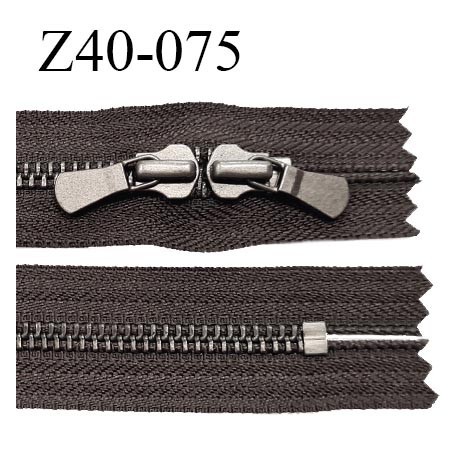 fermeture zip longueur 60 cm couleur écru chiné non séparable double curseur  zip métal largeur 2.8 cm largeur du zip 4.5 mm - mercerie-extra