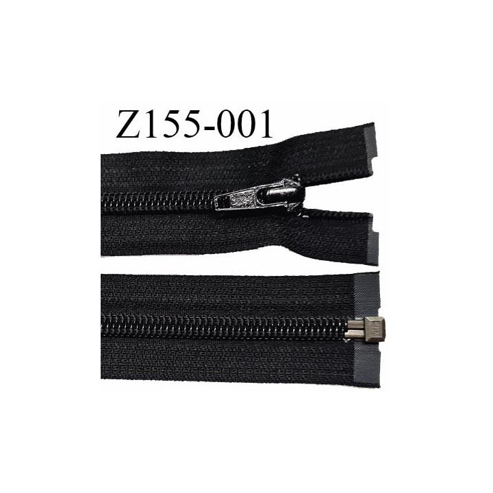 Fermeture zip YKK 155 cm séparable haut de gamme couleur noir glissière nylon longueur 155 cm largeur 8 mm prix à l'unité