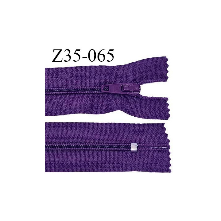 Fermeture zip 35 cm non séparable couleur violet zip nylon largeur du zip 5 mm longueur 35 cm largeur 2.5 cm prix à l'unité