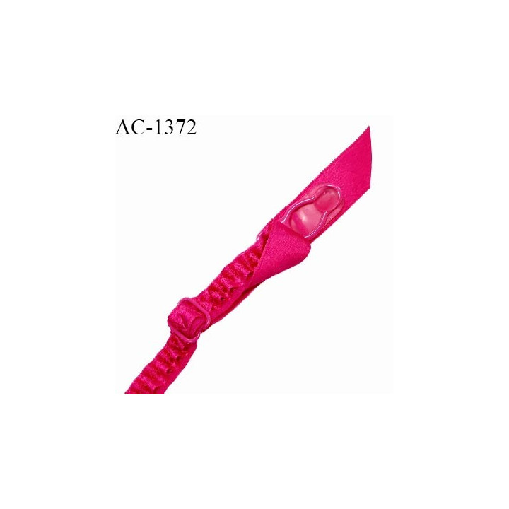 Jarretelle élastique haut de gamme avec ruban satin froncé couleur rose fuchsia réglable fabriqué en France prix à la pièce