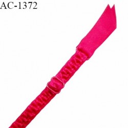 Jarretelle élastique haut de gamme avec ruban satin froncé couleur rose fuchsia réglable fabriqué en France prix à la pièce