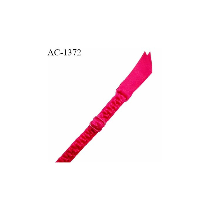 Jarretelle élastique haut de gamme avec ruban satin froncé couleur rose fuchsia réglable fabriqué en France prix à la pièce