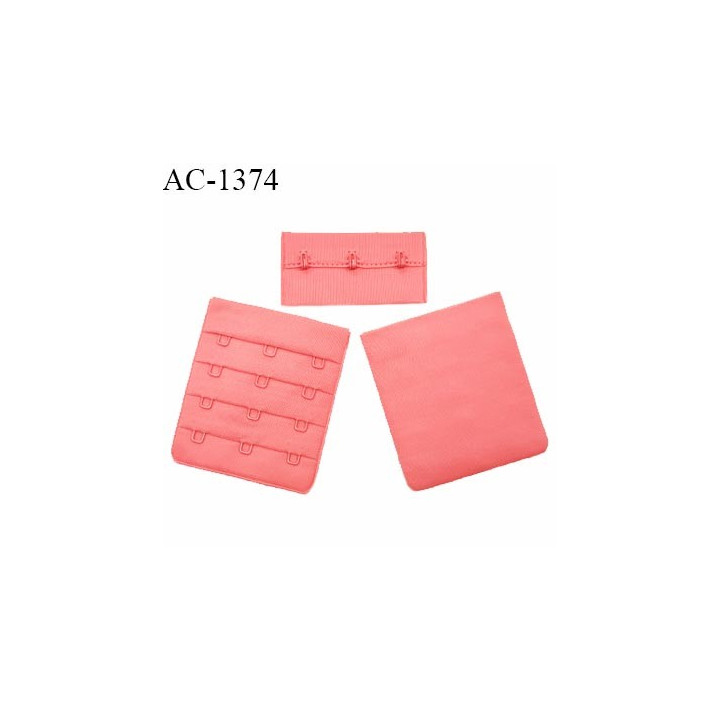 Agrafe 57 mm attache SG couleur rose corail 4 rangées 3 crochets largeur 57 mm hauteur 68 mm prix à l'unité