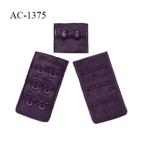 Agrafe 30 mm attache SG couleur prune 3 rangées 2 crochets largeur 30 mm hauteur 57 mm prix à l'unité