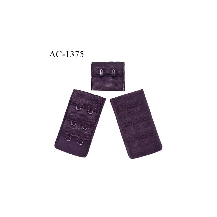 Agrafe 30 mm attache SG couleur prune 3 rangées 2 crochets largeur 30 mm hauteur 57 mm prix à l'unité