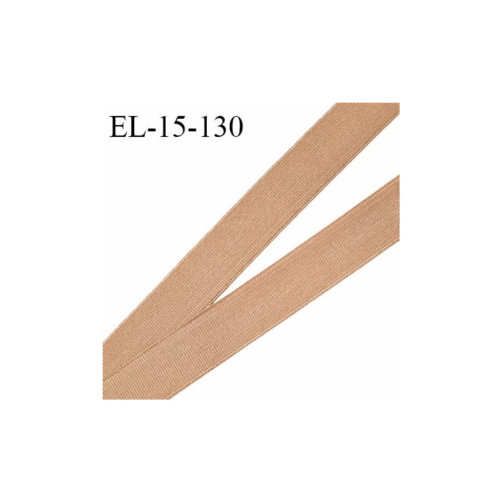 Elastique 15 mm anti-glisse haut de gamme couleur chair foncé largeur 15 mm fabriqué en France prix au mètre