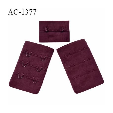 Agrafe 38 mm attache SG haut de gamme couleur cassis 3 rangées 2 crochets fabriqué en France prix à l'unité