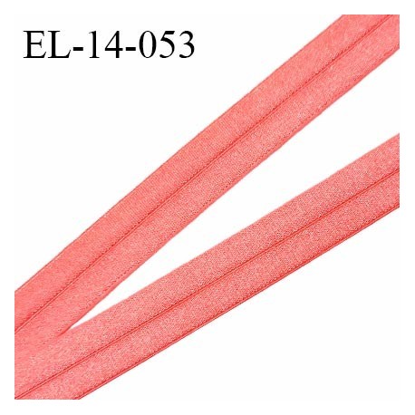 Elastique lingerie 14 mm pré plié haut de gamme couleur rose pamplemousse brillant largeur 14 mm prix au mètre