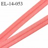 Elastique lingerie 14 mm pré plié haut de gamme couleur rose pamplemousse brillant largeur 14 mm prix au mètre