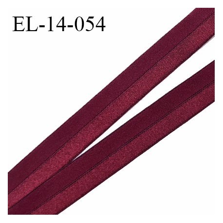 Elastique lingerie 14 mm pré plié couleur bordeaux avec une face brillante et une face style velours largeur 14 mm prix au mètre