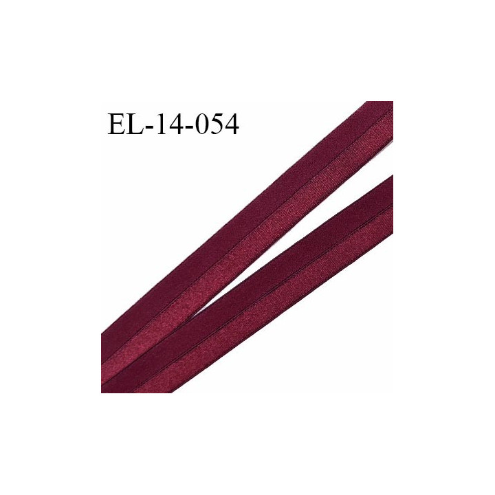 Elastique lingerie 14 mm pré plié couleur bordeaux avec une face brillante et une face style velours largeur 14 mm prix au mètre
