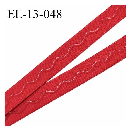Elastique 13 mm anti-glisse haut de gamme couleur rouge largeur 13 mm fabriqué en France prix au mètre