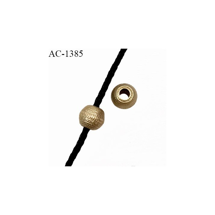 Perle ronde en pvc couleur laiton diamètre 11 mm pour cordon de 3 mm de diamètre prix à l'unité
