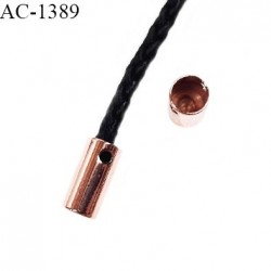 Embout métal 10 mm perforé par 2 trous couleur rose gold pour cordon de 3 mm de diamètre prix à la pièce